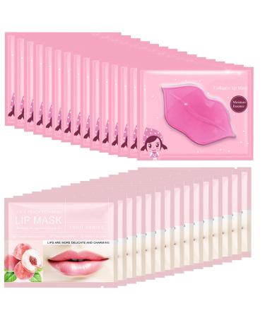 Felico 30PCS Lip Mask Collagen Crystal Pink Care Gel Pads for Moisturizing Reducing Chapped Smoothing Fine Lines Remove Dead Skin Moisture Essence Make Your Dry Lips Attractive Sexy Peach
