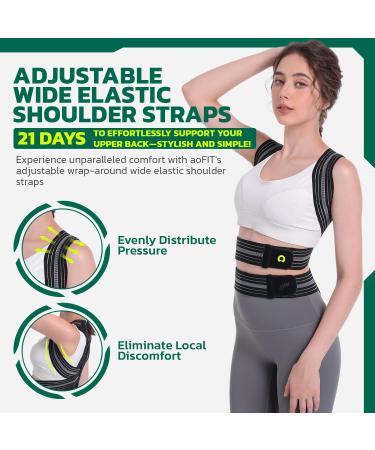Back Brace Posture Corrector for Men & Women - Adjustable Full Back Support Pain Relief for Neck Shoulder & Back - Medium Obsidian - Buy Online on GoSupps.com