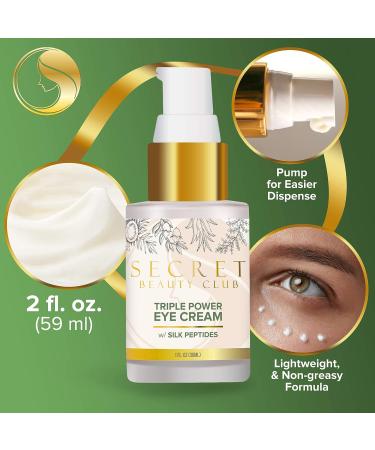 Organic Silk Peptides Eye Cream for Dark Circles & Puffiness - Triple Power Formula for Brighter Eyes | Secret Beauty Club - Buy Online on GoSupps.com