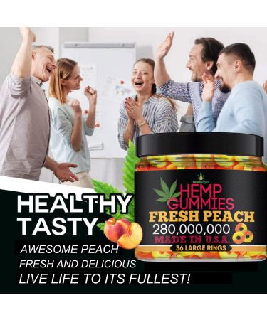 Hemp Gummies for Peace and Relaxation-High Potency Hemp Oil Gummys Peach-Fresh Full Flavor-Natural Hemp Edibles-for Back, Knees, Calm, Sleep, Discomfort-36 Large Rings-Made in USA - Buy Online on GoSupps.com