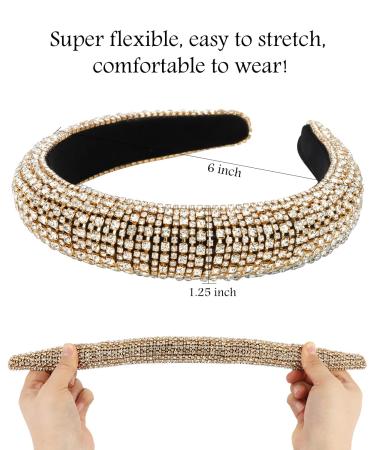 Wecoe Rhinestone Headband - Sparkly Gold Diamond Padded Headband for Women and Girls | Fashion Hair Accessory for Holiday/Formal Events - Perfect Mother's Day Gift - Buy Online on GoSupps.com
