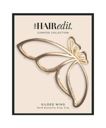 The Hair Edit Gilded Wing Clip - Large Soft Gold Metal Butterfly Claw Clip
