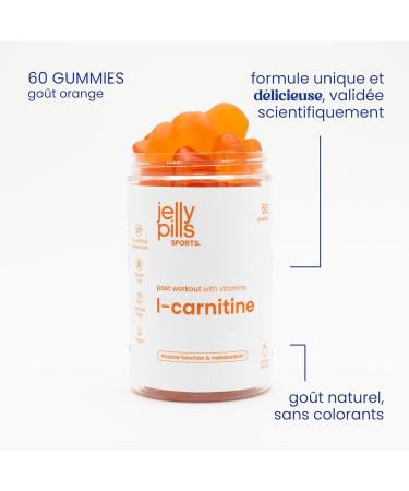 Jelly Pills Sports L-Carnitine 60 gummies v ganes 400 mg de L-carnitine par portion M tabolisme nerg tique et fonction musculaire Vitamines D3 B7 B9 et chrome Saveur orange 13 5 kcal pa - Buy Online on GoSupps.com