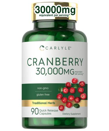 Carlyle Cranberry Supplement | 90 Capsules | Non-GMO and Gluten Free Formula | Cranberry Pills from Concentrate Extract