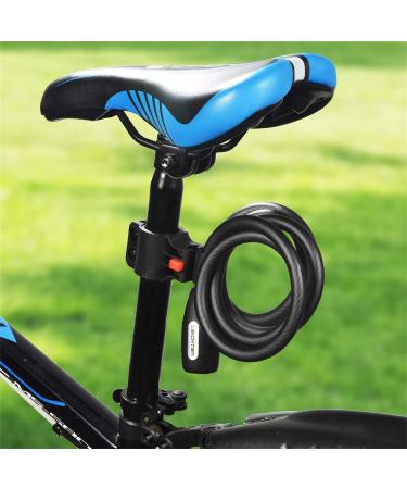 LEICHTEN 4 Feet Coiled Bike Cable Lock with Keys | High Security Heavy Duty Key Lock for Bicycle Outdoors | 1/2 Inch Diameter | Includes Mounting Bracket - Buy Online on GoSupps.com