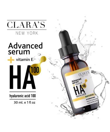 CLARA'S NEW YORK Hyaluronic Acid Facial Serum 30ml with Vitamin E - Lasting Hydration, Made in USA - Buy Online on GoSupps.com