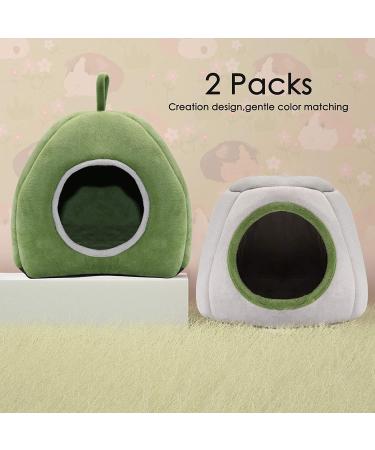 YUEPET Guinea Pig Bed 2 Pack - Washable Small Animal Hideout for Guinea Pig, Chinchilla, Hamsters - Green Yurt Tent & Gray Stump - Buy Online on GoSupps.com