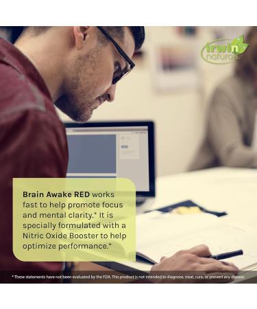 Irwin Naturals Brain Awake with Nitric Oxide Booster - 60 Liquid Softgels & Pill Case for Enhanced Focus | International Shipping Available - Buy Online on GoSupps.com