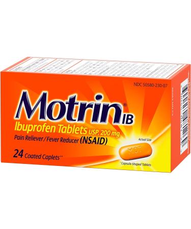 Motrin IB 200mg Tablets - Fever, Muscle Aches, Headache & Back Pain Relief - 24 Ct - Buy Online on GoSupps.com