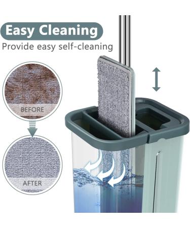 Aifacay Flat Mop Bucket System with 8 Microfiber Pads - Extended Stainless Steel Handle for Home Hardwood and Vinyl Floors - Buy Online on GoSupps.com