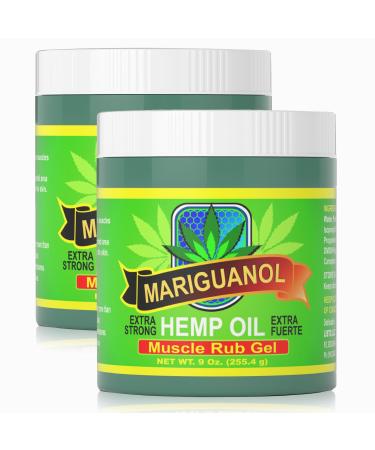 Mariguanol 9 Oz. Extra Strong Muscle Rub Gel with Hemp Oil Menthol & Camphor Cooling Rapid-Absorbing Topical Gel for Active Lifestyles Net Wt. 9 oz (255.4 g) Pack of 2