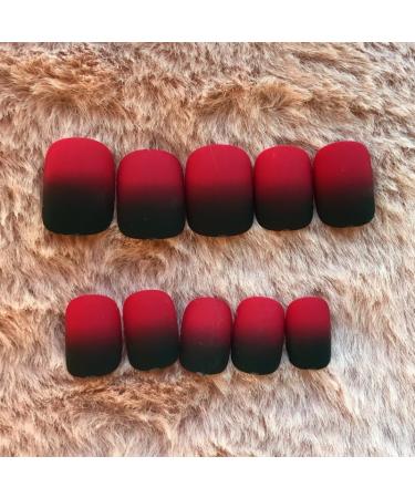 MENILITHS 24Pcs/Set Press On Nails Gradient Wine Red Frosted Bride Style Patch False Nails Acrylic Fake Nails Full Cover Nails Tips Artificial Finger Manicure Press on nails for Women and Girls - Buy Online on GoSupps.com