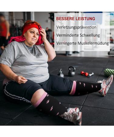 Zfsock Medical Compression Stockings for Thick Calves - 20-30mmHg Support Socks for Men & Women | Travel Sports & Nurse Use - Oversized & Cat Pink Design - Buy Online on GoSupps.com