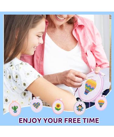 Pllieay 5 PCS Cross Stitch Kits for Kids 7-13 - Beginner Sewing Kit with Instructions for Backpack Charms and Ornaments - Oval-shaped Craft Needlework Set - Buy Online on GoSupps.com