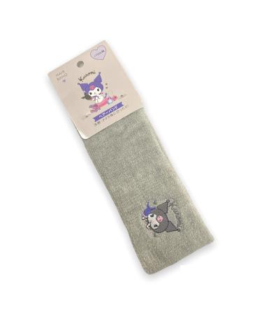 Sanrio Kuromi Pile fabric Embroidered face Headbands 7.1in   2.6in Hair Styling Washing face Makeup (Gray)