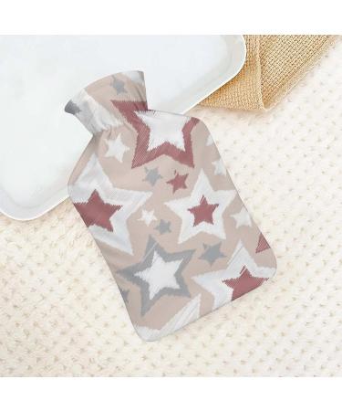 Stars Red Grey Hot Water Bottle with Plush Cover Perfect Hand Warmer for Adults & Children | 26.5x15.3cm | International Shipping Available - Buy Online on GoSupps.com