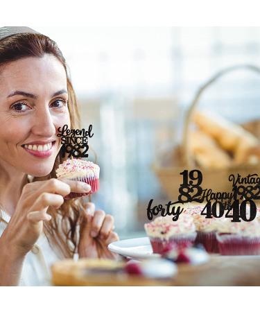 Rsstarxi 48 Pack Black Vintage 1982 Cupcake Toppers - Happy 40th Number 40 Cupcake Picks for 40th Birthday and Anniversary Party Decorations - Buy Online on GoSupps.com