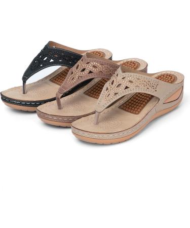 XTZYGLFD Women's Flip-Flops - Comfort Foot Vault Support Summer Wedge Sandals Rhinestone Platform Shoes Black 6 UK - Ideal for Walking - Buy Online on GoSupps.com