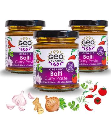 Geo Organics Balti Curry Paste | Organic Curry Paste | 180G | Serves 4 | Vegan Friendly | Authentic Restaurant Recipe Base Pack of 1 Balti Curry Paste 180g (Pack of 1) - Buy Online on GoSupps.com