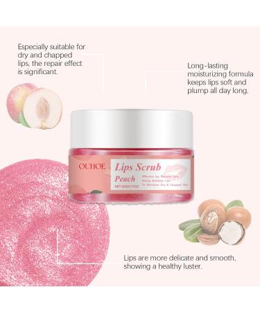 Peach Lip Scrub Exfoliating Nourishing Lip Mask Sleeping Mask Long Lasting Moisturizing Remove Dead Skin Repair Dry Chapped Lips Scrub for Dark Lips - Buy Online on GoSupps.com
