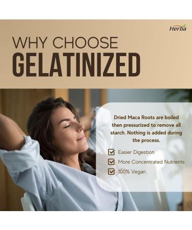 Herba Organic Maca for Men & Women - 200 Capsules | 100% Organic Gelatinized Maca Root | 500mg Peruvian Yellow Maca per Vegetable Capsule | Made in Canada - Buy Online on GoSupps.com