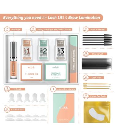 MIYA LASH 2 in 1 Lash Lift & Brow Lamination Kit - Professional Salon Results | Instant Fuller Eyebrows & Eyelashes | Lasts 8 Weeks | LVL Perm Laminate | Includes Silicone Shields & Lash Picks - Buy Online on GoSupps.com