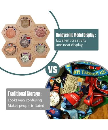 Drosica Medal Hanger Display Wooden Honeycomb Medal Display for Medals Earned Through Triathlons  Gymnastics  Football  Basketball  Running  Swimming  Military  Games  and Any Competition (7 pcs) - Buy Online on GoSupps.com
