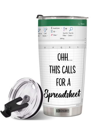 BECHUSKY Accountant Gifts Spreadsheet Tumbler Accountant Gifts Spreadsheet For Boss Tumbler 20OZ - Gifts Coffee Mug For CPA Nerd Family Men Women Coworker Christmas 1 FBA