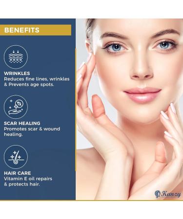 Buy Kanzy Organic Vitamin E Oil Drops 30ml - 100% Natural Anti-Aging & Anti-Wrinkle Solution for Face Nails & Hair - Buy Online on GoSupps.com