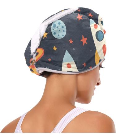 Rocket Planet Spaceship Hair Towel 2 Pack | Super Absorbent Quick Dry Hair Turbans for Women & Girls - Buy Online on GoSupps.com