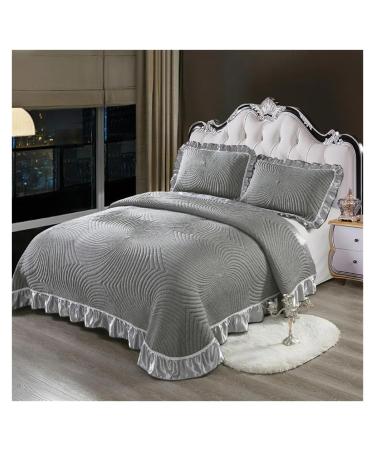 Luxury Soft Knitted Cotton Ruffle Bedspread Coverlet Double Bed Cover Set Blanket Bed Linen Bed Skirt Pillowcases Home Textile Soft (2 230x 245cm)