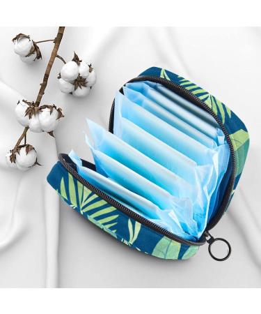 Stylish Menstruation Pad Bag with Zipper - Tropical Palm Green Design | Women's Napkin & Tampon Organizer - Buy Online on GoSupps.com