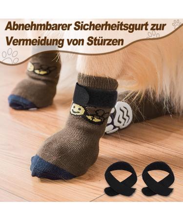 Petloft Anti-Slip Dog Socks - 4 Pieces Slide-Resistant Socks for Small & Medium Dogs Cats & Puppies - Adjustable Fastening Tape - Brown Paw (Large) - Buy Online on GoSupps.com
