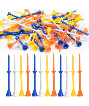 Big Crazy Golf Tees Plastic 3 1/4 Inch Long Golf Tees Unbreakable Pack of 50/100/150 Colored Golf Tees Reduce Friction & Side Spin 50 Count