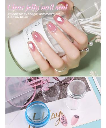 EBANKU 2 PCS Blue Clear Silicone Nail Art Stamper Kit - Transparent Soft Jelly Stamper for Manicure Tools (2 Styles) - Buy Online on GoSupps.com
