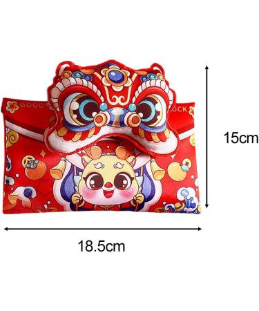 Harilla Hong Bao Red Packets Gift Packets Hongbao Lucky Money Chinese Lunar New Year Red Envelopes for Spring Festival Graduation Lion Head 18.5x15cm - Buy Online on GoSupps.com