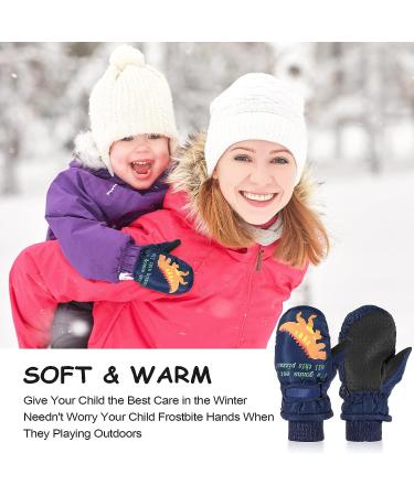 SATINIOR Toddler Waterproof Fleece Ski Gloves for Ages 2-5 | Red & Navy Blue | Breathable Long Cuff Kids Mittens for Winter Snow Activities - Buy Online on GoSupps.com