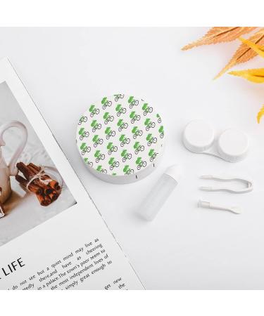 Frog Riding Bike Round Case For Contact Lens Kit Storage Box with Mirror Printed - Buy Online on GoSupps.com