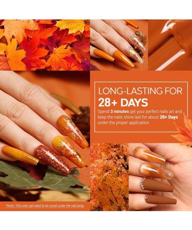 Modelones Gel Nail Polish 6 Colors Fall Brown Gold Gel Polish Set Orange Yellow Glitter Nail Polish Gel Soak Off UV Gel Nail Kit Holiday Manicure Nail Art Gifts for Women Girls DIY Home Salon - Buy Online on GoSupps.com