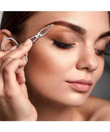 6-Piece Stainless Steel Scissors Shaped Eyebrow Tweezers Set - Flat and Slanted Tip Hair Pluckers for Brow Hair Removal, Silver and Black - Buy Online on GoSupps.com