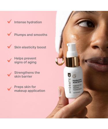 Groomie Hyaluronic Acid Serum for Face - Anti-Aging Facial Serum Helps Reduce Wrinkles & Fine Lines - Hydrating & Rejuvenating Skin Care for Plump Smooth & Supple Skin - Non-Irritating Formula - Buy Online on GoSupps.com