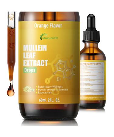 Mullein Drops for Lungs Liquid - Support Respiratory Herbal Supplement Mullein Leaf Extract for Lungs Cleanse with Cordyceps Marshmallow Root & Licorice Root Extract 2 fl oz 1 Pack