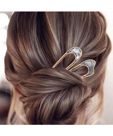 6 Pieces U-Shaped Hairpins Metal Simple Hair 2 Tips Updo Bun Pins French Style Hairpin for Women Girls Bun Hair Styling Accessories (Gold Silver) - Buy Online on GoSupps.com