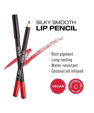 kiss new york Professional Slim Lip Pencil - Creamy Soft, Smooth & Long-Lasting Hot Red Lip Liner - Water-Resistant Lip Crayon for Natural Lip Makeup - Buy Online on GoSupps.com