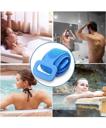 Silicone Bath Body Brush & Back Scrubber - Double-Sided Exfoliating Tool for Men and Women (Blue) - Buy Online on GoSupps.com