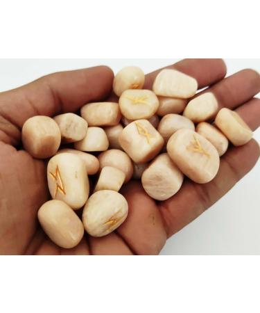 Sharvgun Peach Moonstone Rune Set 25 pi ces avec tableau en bois MDF runique grav lettrage symbolique pa en velours noir/rouge pochette incluse bo te cadeau - Buy Online on GoSupps.com