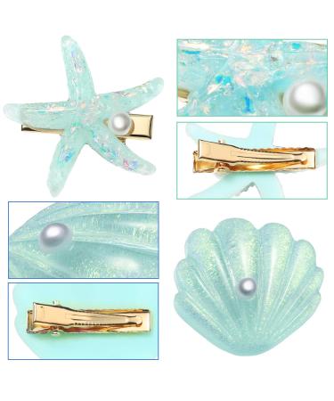 Starfish Hair Clip Set - Shell Pearl Barrettes for Women & Girls | Mermaid Hair Accessories for Beach Wedding Party - Pack of 8 - Buy Online on GoSupps.com