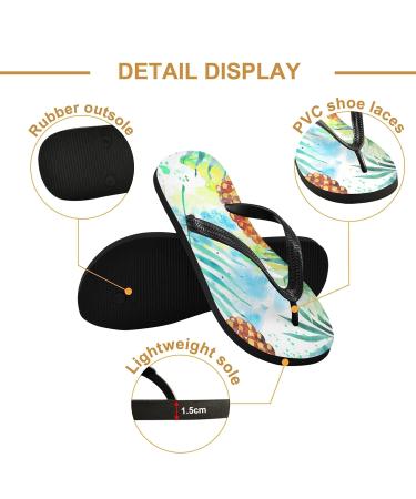 Buy Mnsruu Palm Pineapple Flip Flop Sandals - Colorful Oil Painting Home Slippers for Men & Women - Perfect for Travel Spa & Bedroom - Buy Online on GoSupps.com