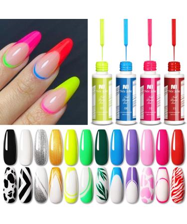 Nail Art Polish Kit Gel Nail Art Lacquer Gel Art Lacquer 12 Colors Gel Nail Polish Soak Cure 8ml Thin Nail Art Brush - Buy Online on GoSupps.com