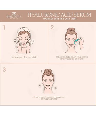 Project E Beauty Hyaluronic Acid Serum | Anti-Aging Serum for the Face & Eyes | Plumping & Hydrating Facial Skin Care with Vitamin C & E | For Dry Skin |1oz - Buy Online on GoSupps.com